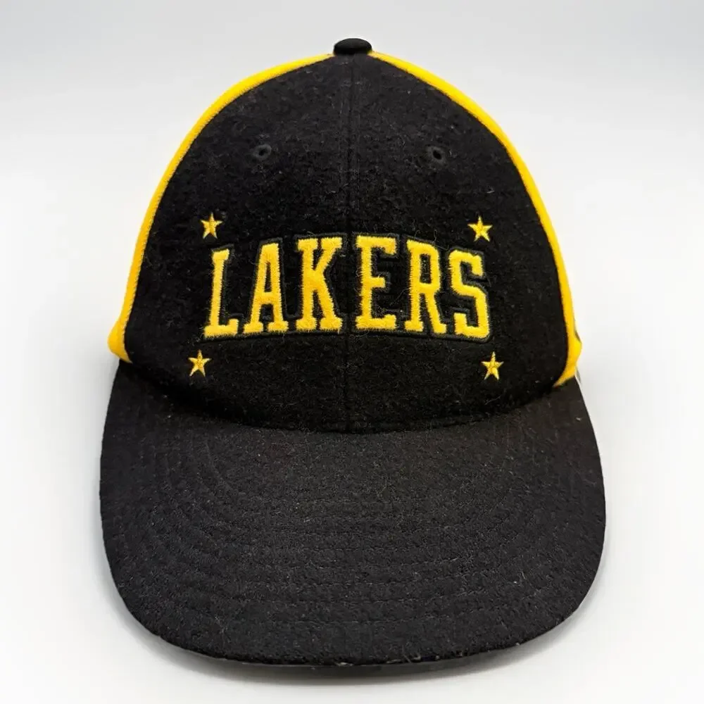 Vintage Nike Swoosh Flex NBA LA Lakers Wool Blend Fitted Hat Baseball Cap Size L